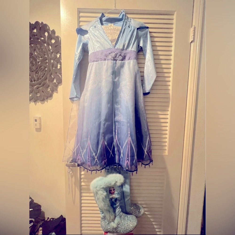 Disney Park Frozen 2 Elsa Costume, Boots & braid clip (9/10)